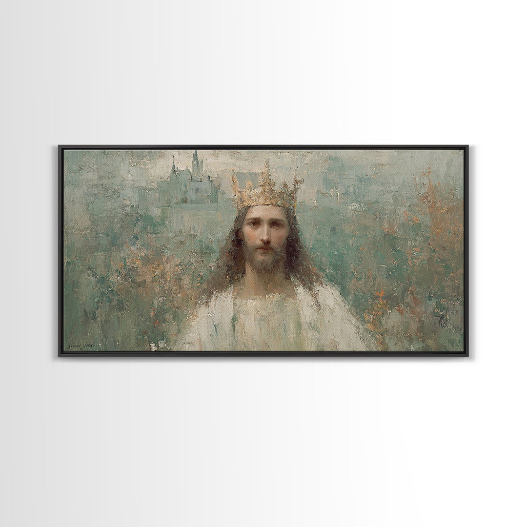 Eternal King – Framed Canvas Print – Vintage Christian Art – Christian Art Canvas – Jesus Painting – Christian Wall Art – Christian Christm