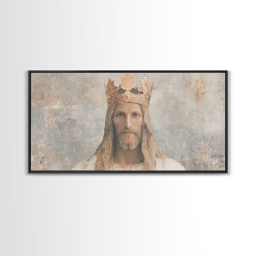 King Of Grace – Framed Canvas Print – Christian Art Canvas – Christian Wall Art – Jesus Painting – Christian Art Print – Christmas Art Fram
