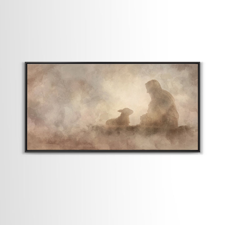 Silent Nativity – Framed Canvas Print – Christian Wall Art – Jesus Painting – Christmas Art – Christian Decor – Christian Art Canvas