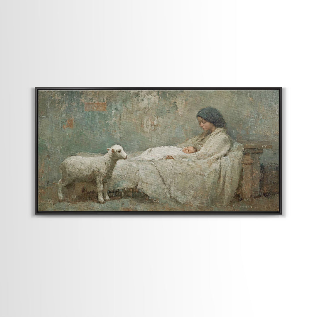 Mother’s Vigil – Framed Canvas Print – Christian Art Canvas – Christian Wall Art – Jesus Painting – Christian Decor – Christian Christmas A