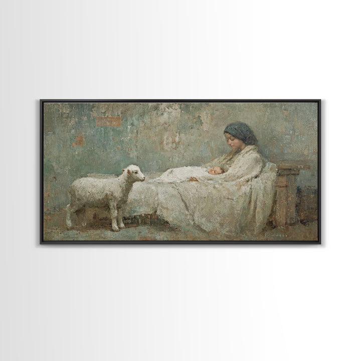 Mother’s Vigil – Framed Canvas Print – Christian Art Canvas – Christian Wall Art – Jesus Painting – Christian Decor – Christian Christmas A