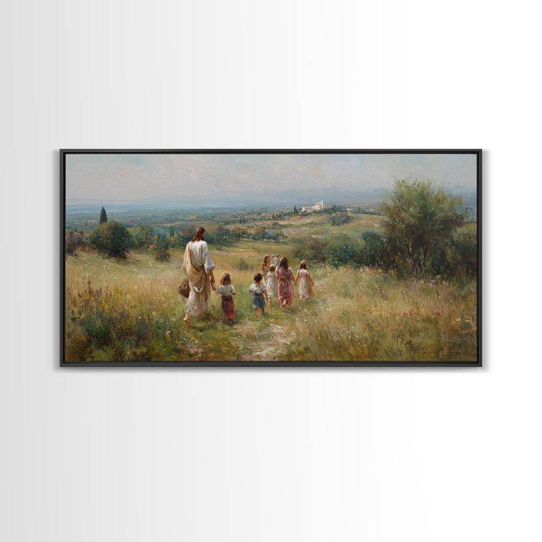 Shepherd’s Path Light – Framed Canvas Print – Jesus Painting – Christian Art Canvas – Christian Wall Art – Christian Art – Christian Gift I