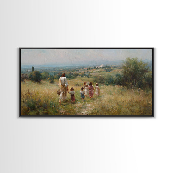 Shepherd’s Path Light – Framed Canvas Print – Jesus Painting – Christian Art Canvas – Christian Wall Art – Christian Art – Christian Gift I