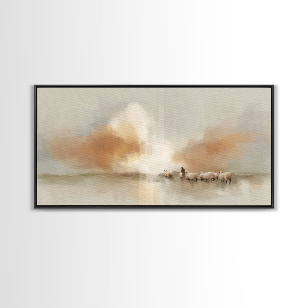 Soft Horizon Grace – Framed Canvas Print – Christian Art Painting – Christian Wall Art – Subtle Christian Art – Christian Art Canvas – Chri