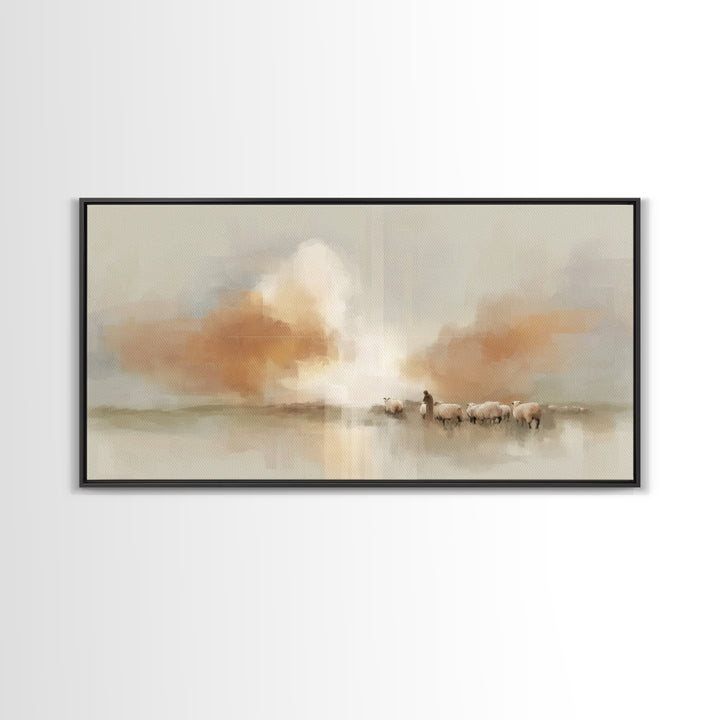 Soft Horizon Grace – Framed Canvas Print – Christian Art Painting – Christian Wall Art – Subtle Christian Art – Christian Art Canvas – Chri