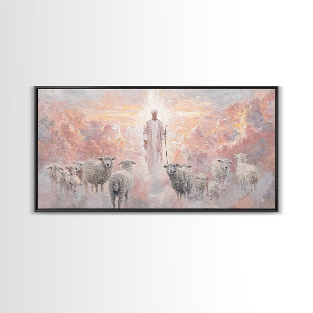 Glory Of The Shepherd – Framed Canvas Print – Jesus Painting – Christian Art Canvas – Christian Christmas Art – Christian Wall Art – Large