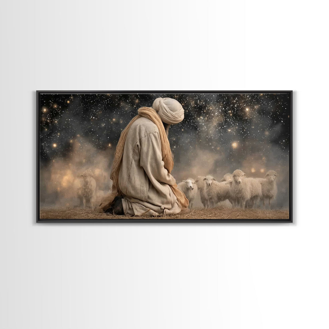 The Guiding Star – Framed Canvas Print – Christian Wall Art – Jesus Painting – Christian Art Canvas – Christian Christmas Art – Pastoral Sc