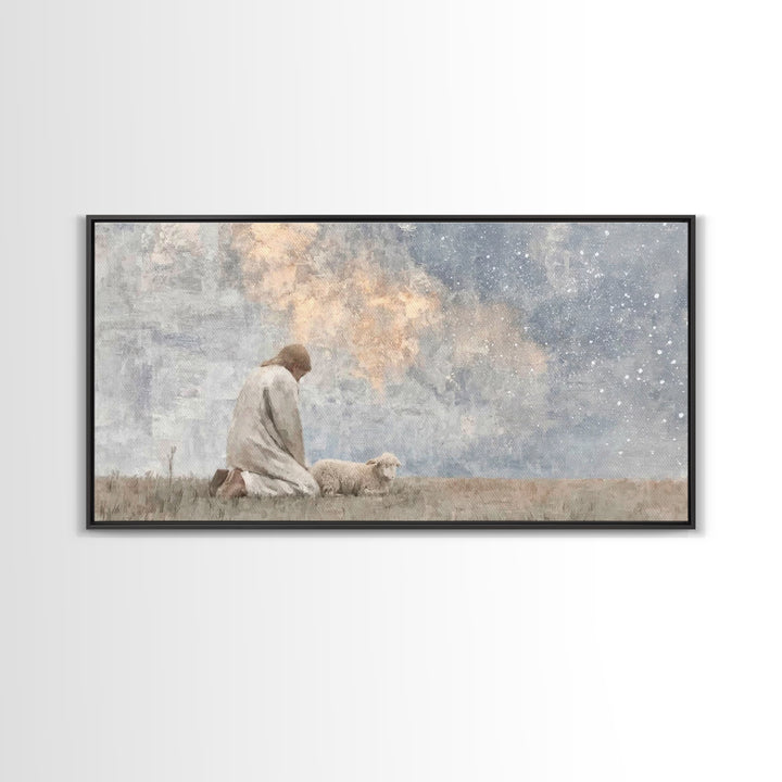 Quiet Night Watch | Framed Canvas Print | Christian Wall Art | Christian Art Canvas | Jesus Painting | Christmas Art Prints | Christian Chr