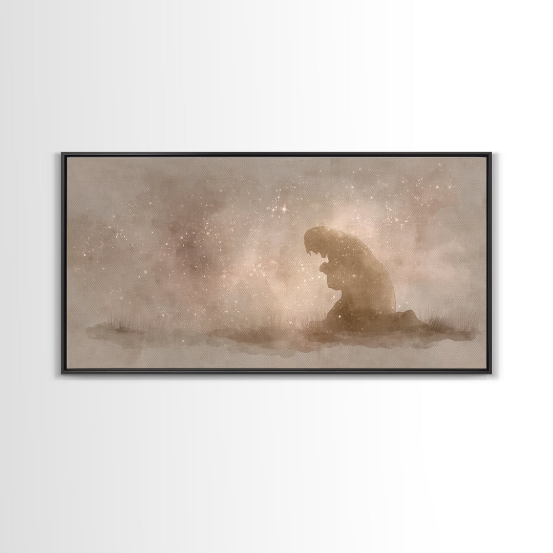 Sacred Stillness | Framed Canvas Print | Christian Art Canvas | Christian Wall Art | Christmas Art | Christian Christmas Decor | Jesus Pain