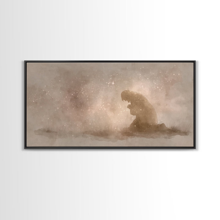 Sacred Stillness | Framed Canvas Print | Christian Art Canvas | Christian Wall Art | Christmas Art | Christian Christmas Decor | Jesus Pain