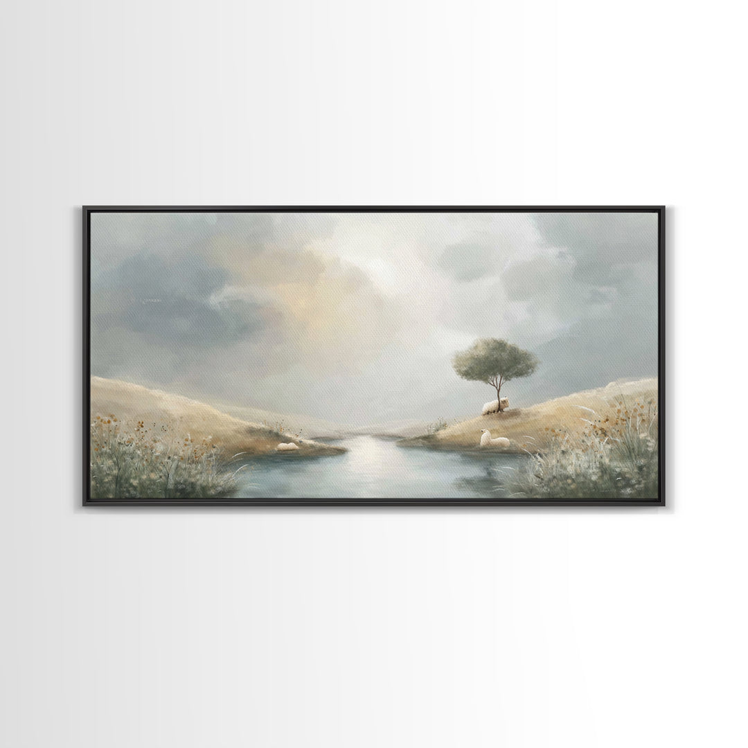 River Of Hope | Framed Canvas Print | Christian Wall Art | Christian Art Canvas | Christian Christmas Art | Jesus Painting | Christmas Art