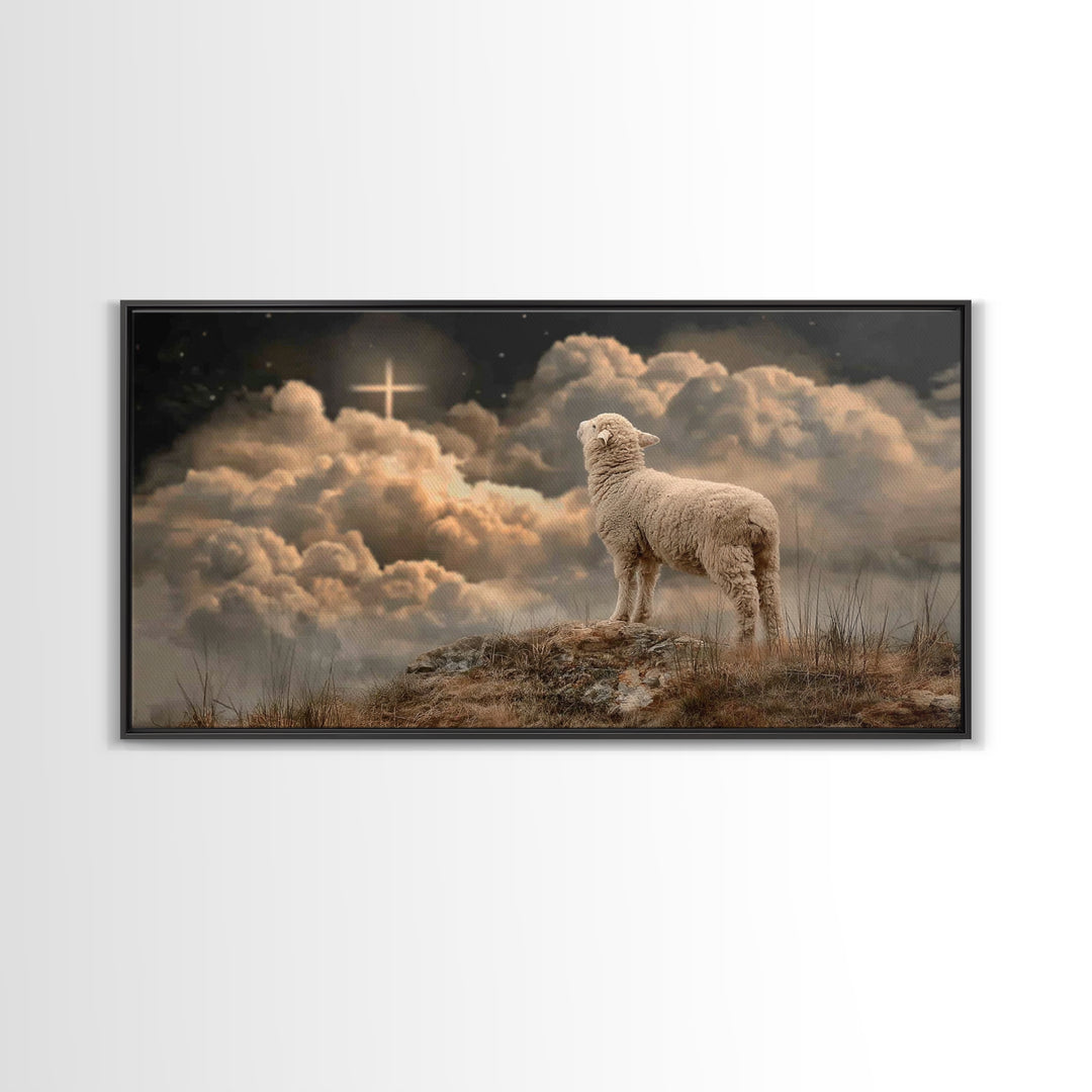 Lamb Of Glory – Framed Canvas Print – Christian Art – Christian Art Canvas – Christian Wall Art – Christian Paintings – Christian Decor – C