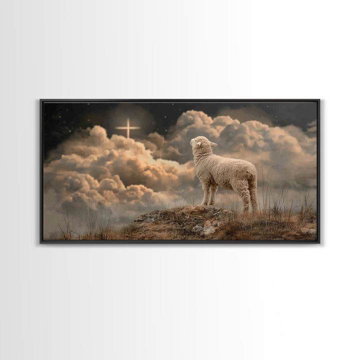 Lamb Of Glory – Framed Canvas Print – Christian Art – Christian Art Canvas – Christian Wall Art – Christian Paintings – Christian Decor – C
