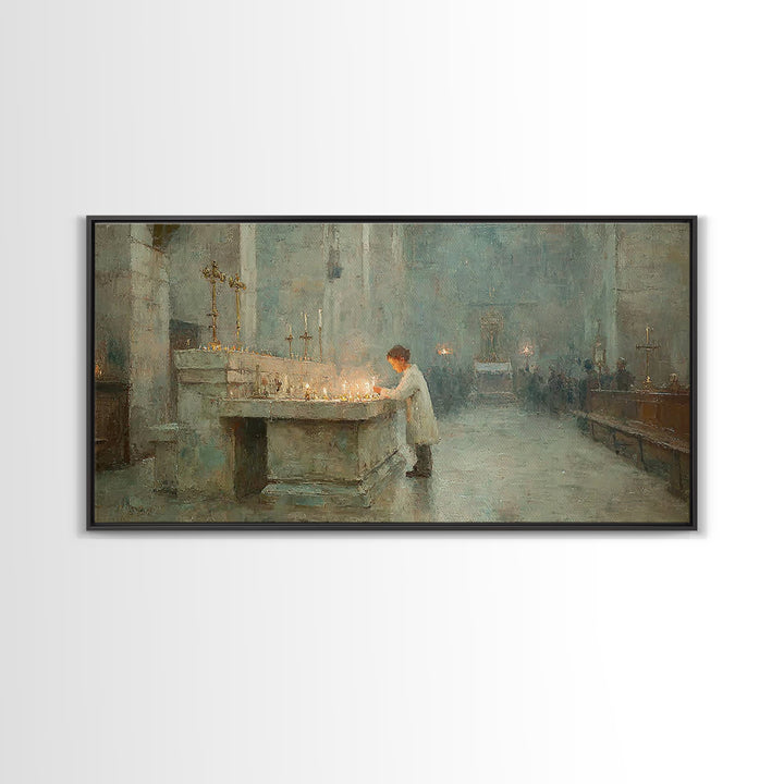 Quiet Devotion - Framed Canvas Print - Christian Art Print - Christian Decor - Christian Gift Ideas - Modern Christian Art - Christmas Art