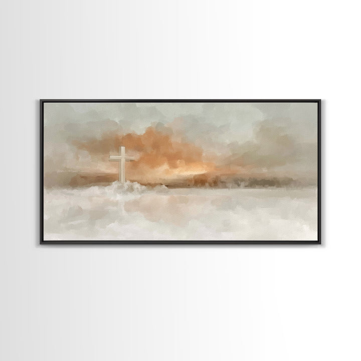 Clouds of Salvation, Framed Canvas Print, Christian Wall Art, Christian Art Canvas, Christmas Art Prints, Christian Decor for Home, Modern