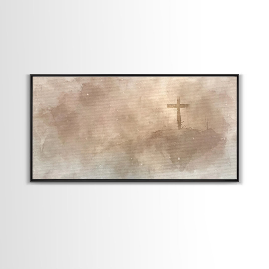 Snowfall Of Mercy – Framed Canvas Print – Christian Art – Christian Wall Art – Moody Christmas Art – Christmas Art Prints – Christian Chris