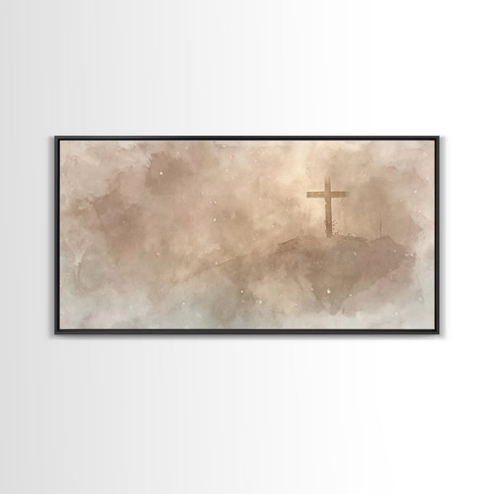 Snowfall Of Mercy – Framed Canvas Print – Christian Art – Christian Wall Art – Moody Christmas Art – Christmas Art Prints – Christian Chris