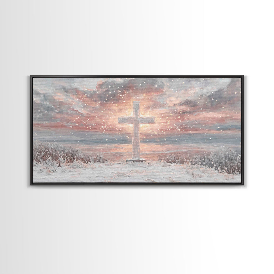 Radiant Dawn Cross – Framed Canvas Print – Christian Wall Art – Christian Art Canvas – Christmas Canvas Wall Art – Christian Decor For Home