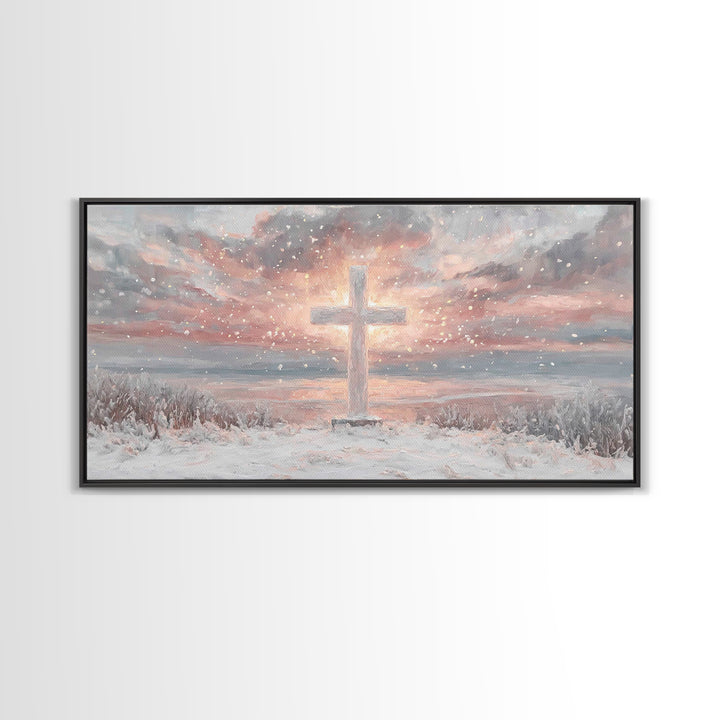 Radiant Dawn Cross – Framed Canvas Print – Christian Wall Art – Christian Art Canvas – Christmas Canvas Wall Art – Christian Decor For Home