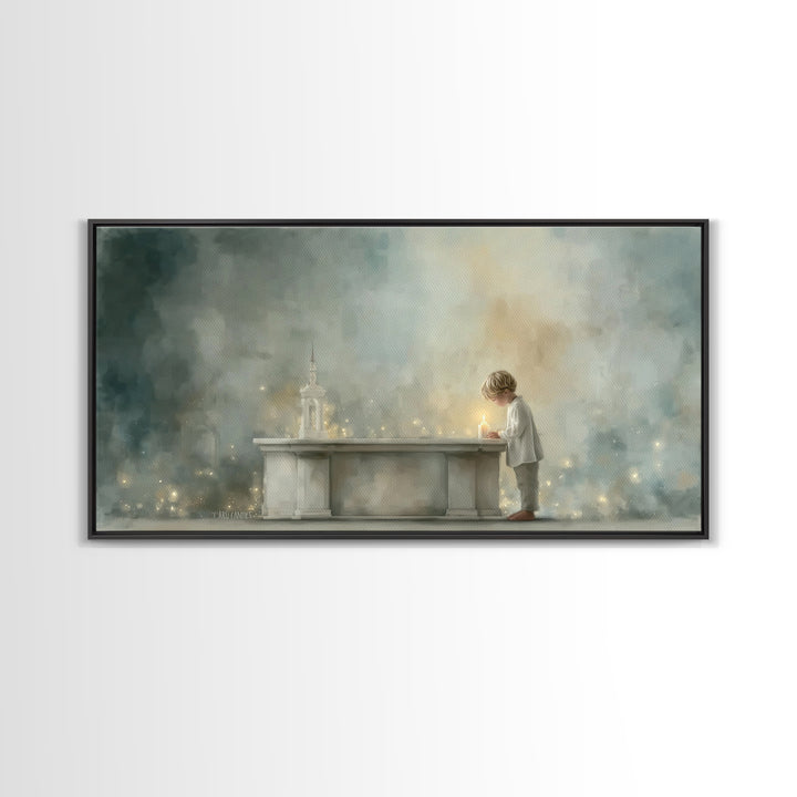 Candlelight Prayer – Framed Canvas Print – Christian Wall Art – Christian Art Canvas – Christmas Art – Christian Art Gift – Subtle Christia