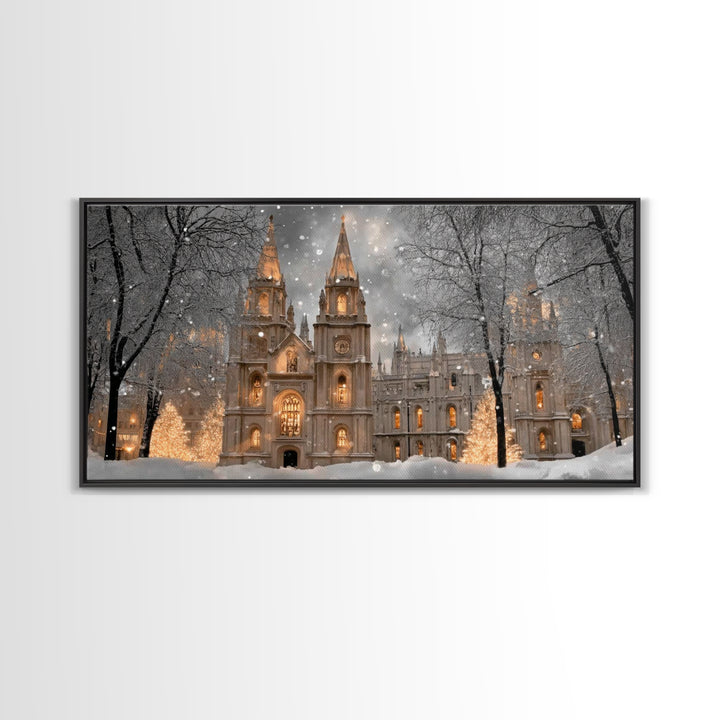 Winter Cathedral Glory – Framed Canvas Print – Christian Wall Art – Christmas Wall Art – Christian Art Canvas – Framed Christmas Art – Chri