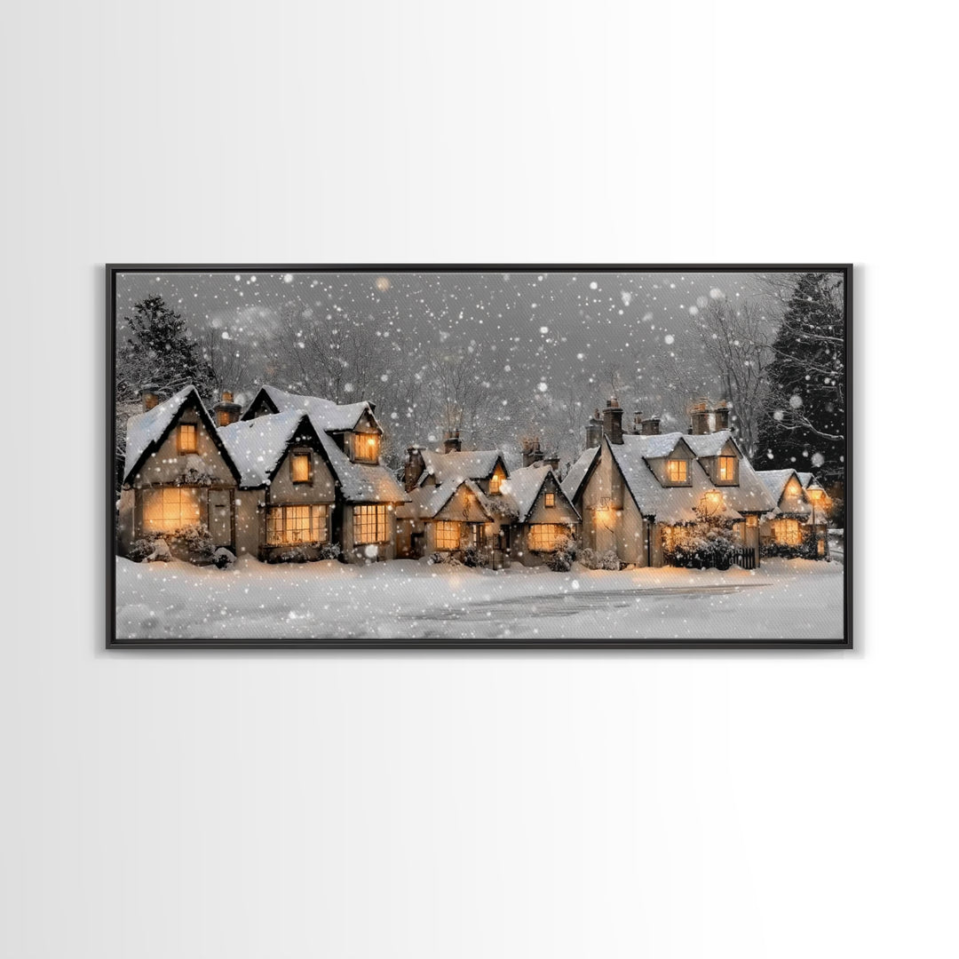 Village Noel Peace – Framed Canvas Print – Christmas Wall Art – Christian Christmas Art – Christmas Art Prints – Christian Art Canvas – Hol