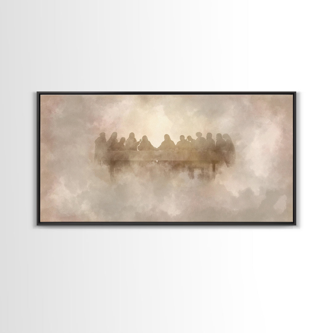 Heavenly Communion, Framed Canvas Print, Christian Art Canvas, Moody Christian Art, Christian Wall Art, Jesus Painting, Christmas Art