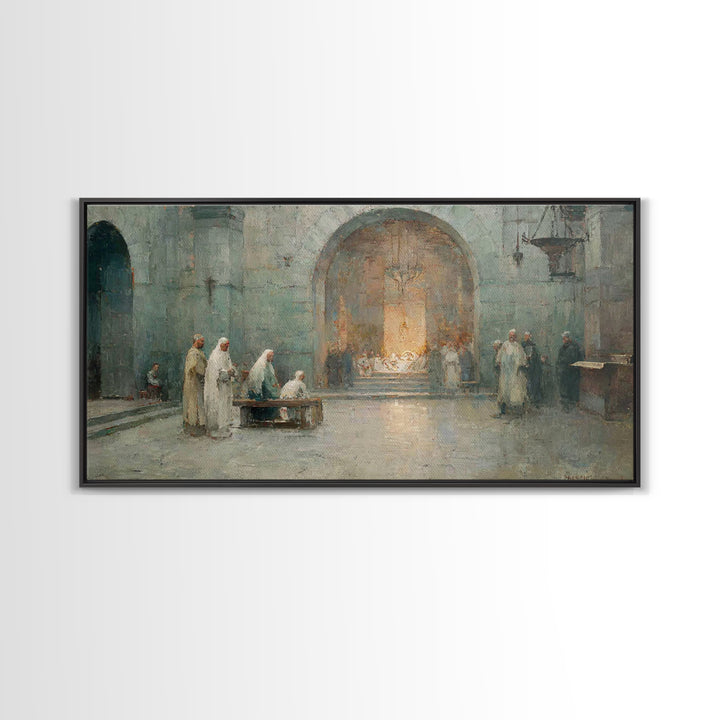 Chapel Nativity – Framed Canvas Print – Christian Art Canvas – Christian Wall Art – Vintage Christian Art – Christian Christmas Art – Chris