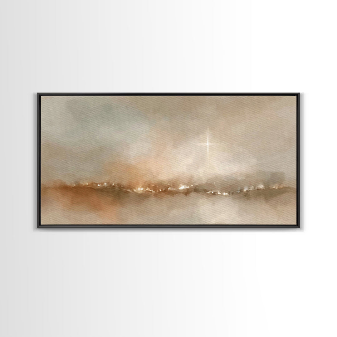 Desert Star Lit, Framed Canvas Print, Christian Christmas Art, Christian Art Canvas, Christmas Wall Art, Modern Christian Art, Christian De
