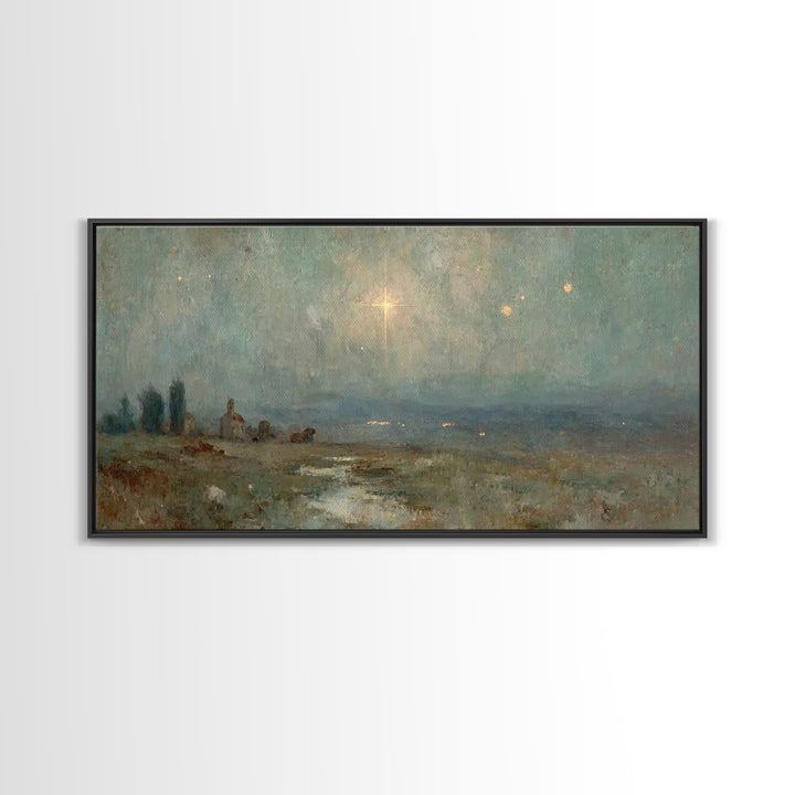 Star Of Bethlehem – Framed Canvas Print – Christian Art Prints – Christmas Wall Art – Jesus Christmas Art – Vintage Christian Art – Christi