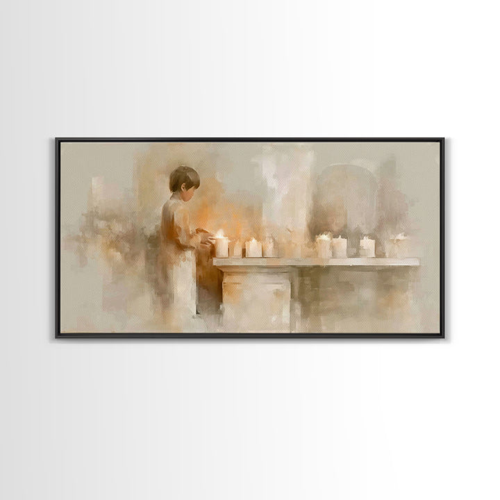 Quiet Offering – Framed Canvas Print – Christian Art Canvas – Minimalist Christian Art – Christmas Art Work – Christian Christmas Art – Fra