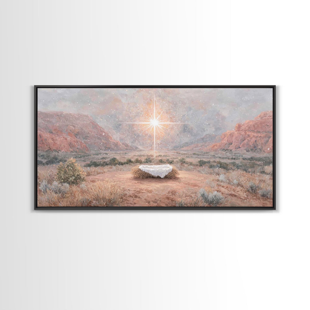 Desert Nativity – Framed Canvas Print – Christian Christmas Art – Christian Wall Art – Christian Art Print – Christmas Canvas Wall Art – Ch