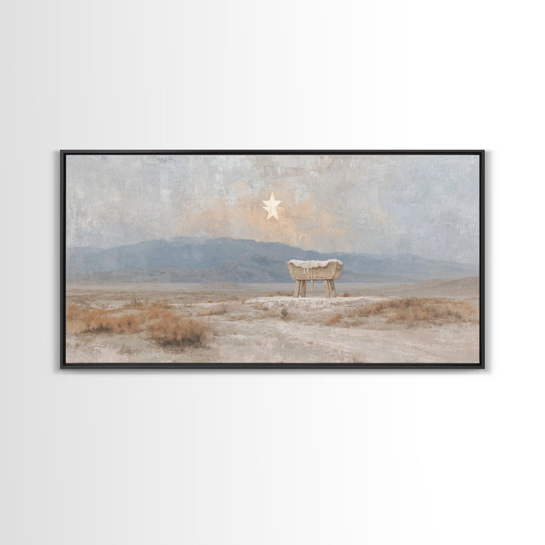Sacred Nightfall – Framed Canvas Print – Christian Wall Art – Christian Christmas Art – Modern Christian Art – Christmas Art Prints – Chris