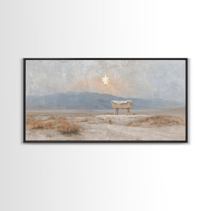 Sacred Nightfall – Framed Canvas Print – Christian Wall Art – Christian Christmas Art – Modern Christian Art – Christmas Art Prints – Chris
