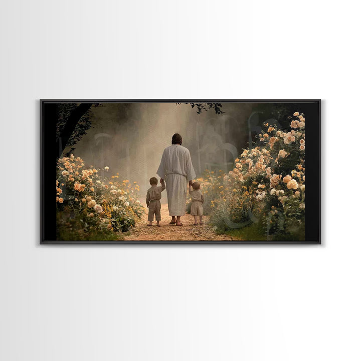 Guided In Light – Framed Canvas Print – Jesus Wall Art – Christian Art Work – Christian Decorations – Christian Painting – Christian Gift