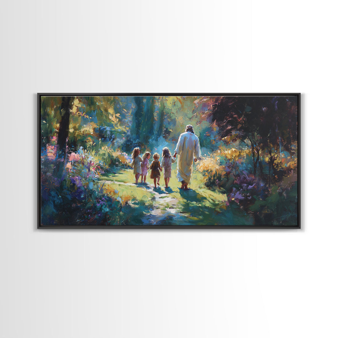 Garden Of Light | Framed Canvas Print | Christian Art Canvas | Jesus Painting | Christian Wall Art | Christmas Art