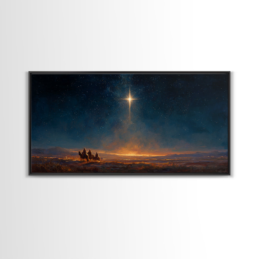 Star Of Wonder | Framed Canvas Print | Christian Christmas Art | Christmas Canvas Wall Art | Jesus Painting | Christian Wall Art | Modern C