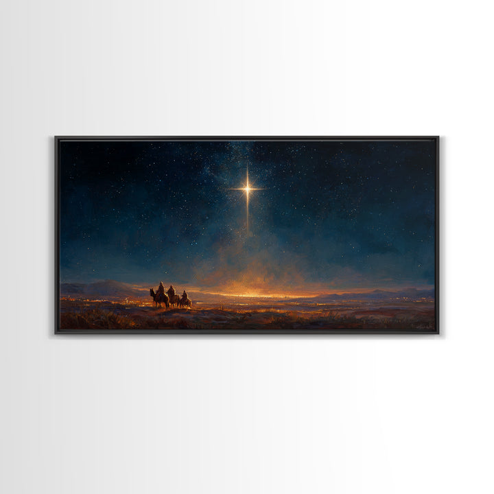 Star Of Wonder | Framed Canvas Print | Christian Christmas Art | Christmas Canvas Wall Art | Jesus Painting | Christian Wall Art | Modern C