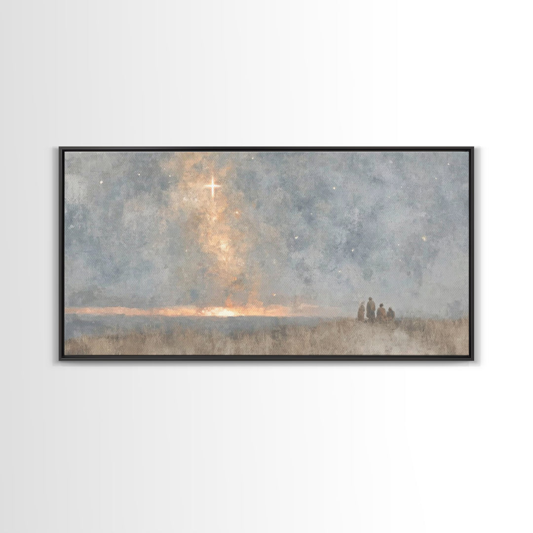 Holy Night Sky, Framed Canvas Print, Christian Christmas Art, Minimalist Christian Art, Christmas Wall Art, Christian Art Canvas, Christian