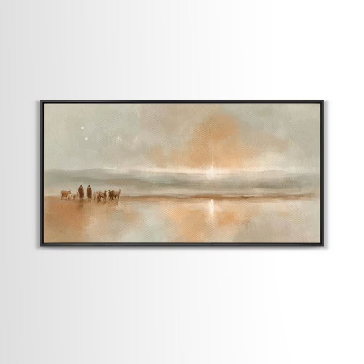 Desert Star Journey – Framed Canvas Print – Christian Christmas Art – Christian Wall Art – Jesus Painting – Christmas Art Print – Christian