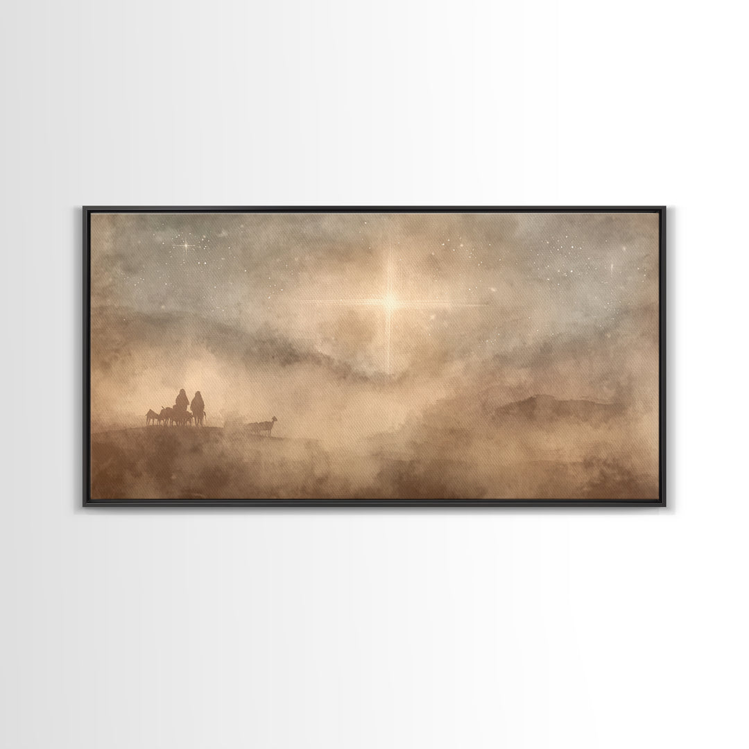 Holy Night Wonder, Framed Canvas Print, Christmas Art Prints, Christian Wall Art, Moody Christmas Art, Christian Christmas Decor, Christian