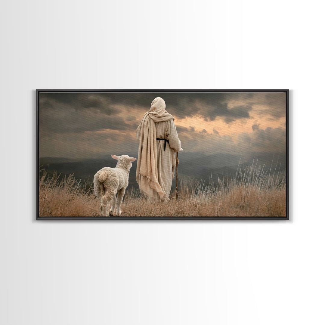 The Good Shepherd, Framed Canvas Print, Jesus Painting, Christian Wall Art, Christian Art Print, Christian Decor For Home, Large Jesus Pain