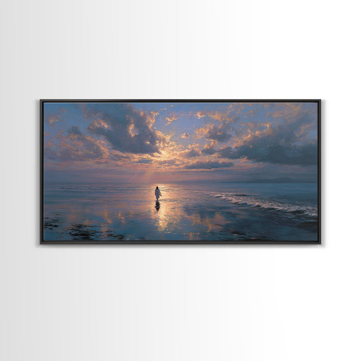 Misty Reverence – Framed Canvas Print – Minimalist Christian Art – Jesus Wall Art – Christian Art Canvas – Subtle Christian Paintings – Chr