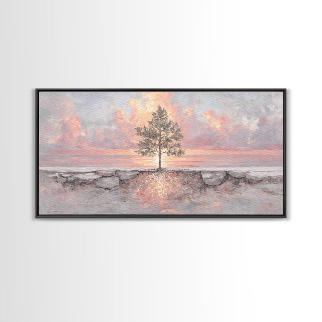 Roots Of Light – Framed Canvas Print – Christian Art Painting – Christian Wall Art – Christian Art Canvas – Modern Christian Art – Christia
