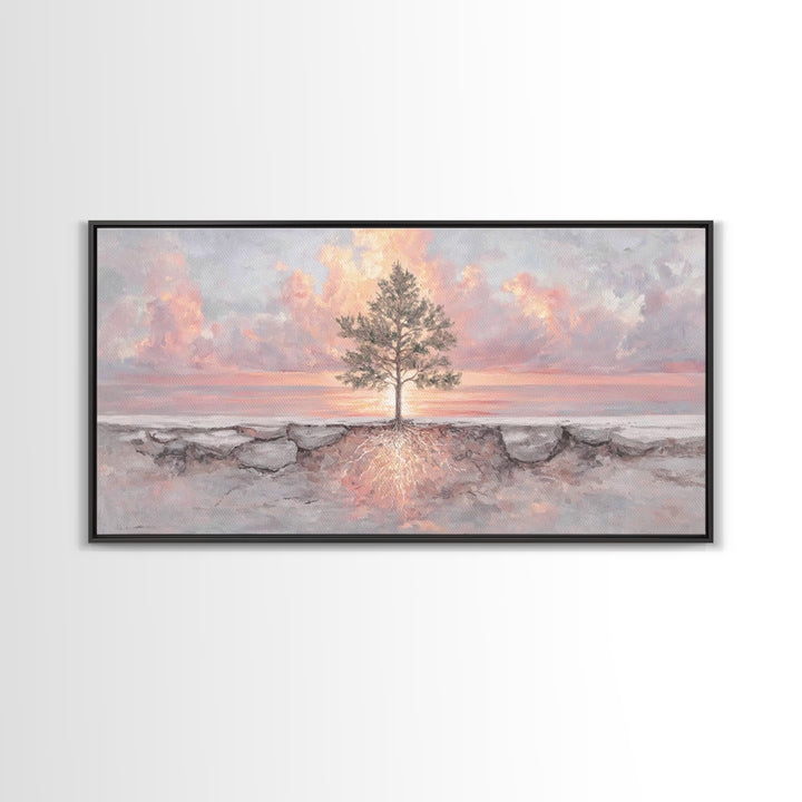 Roots Of Light – Framed Canvas Print – Christian Art Painting – Christian Wall Art – Christian Art Canvas – Modern Christian Art – Christia