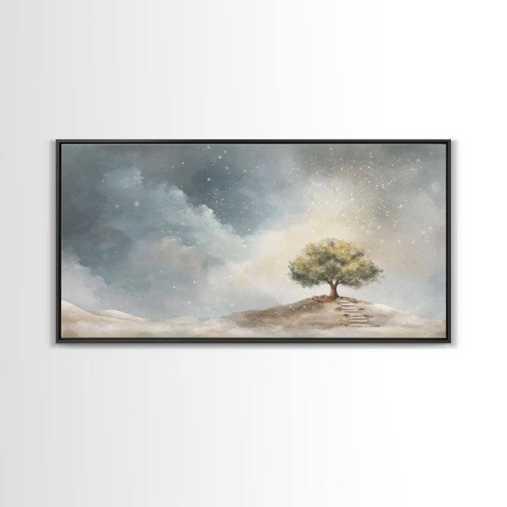 Starlit Ascent – Framed Canvas Print – Christian Christmas Art – Christmas Wall Art – Christian Art Canvas – Christian Art Print – Modern C