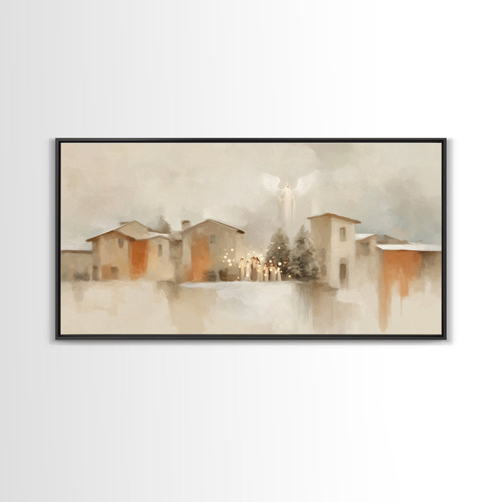 Village Of Wonder – Framed Canvas Print – Christian Christmas Decorations – Christian Art Work – Christmas Art Prints – Framed Christian Ar
