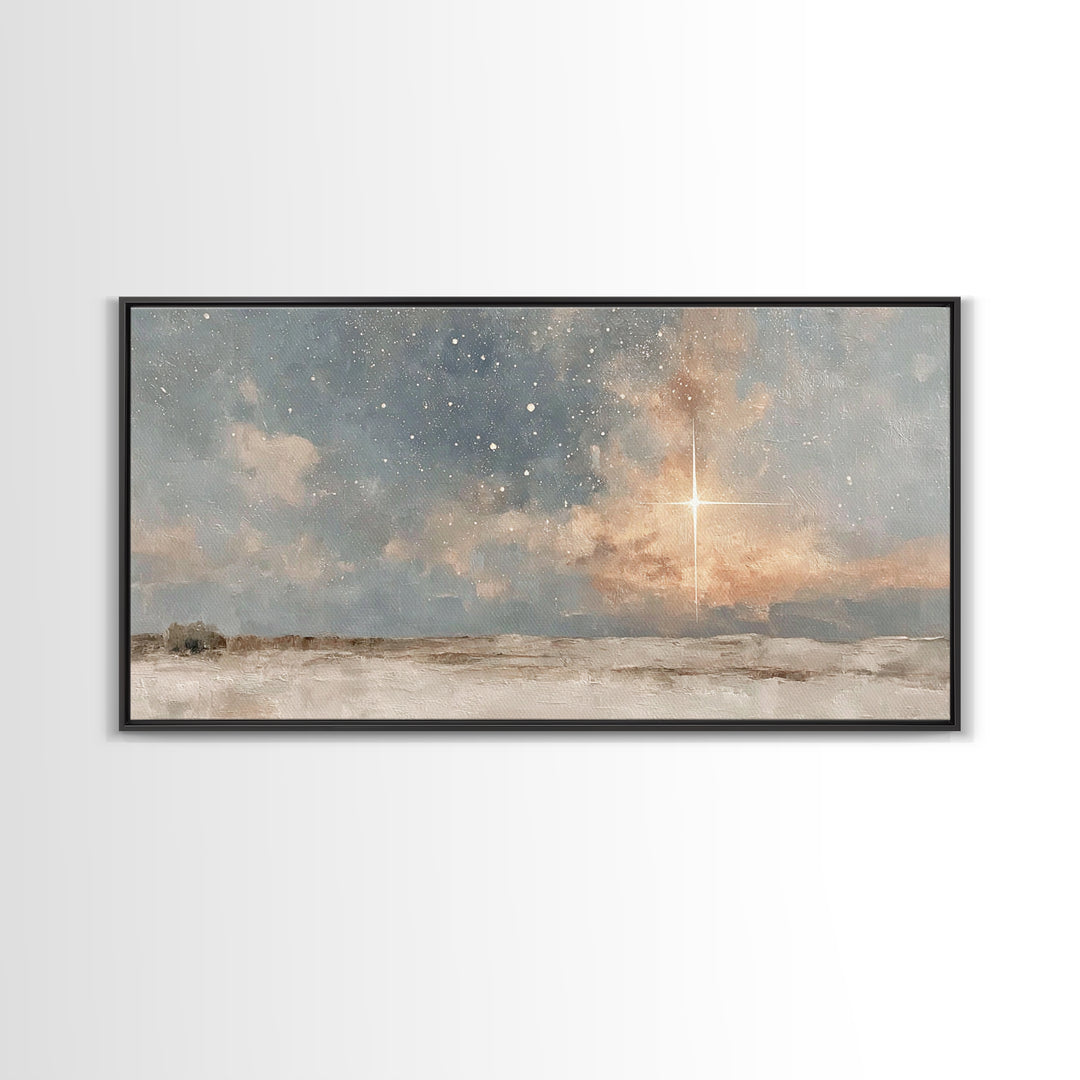 Holy Night Star – Framed Canvas Print – Jesus Painting – Christian Art Canvas – Christian Wall Art – Christmas Art – Christian Christmas Ar
