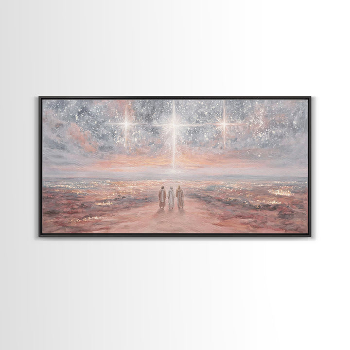 Journey By Starlight – Framed Canvas Print – Christian Wall Art – Christian Christmas Art – Christian Art Canvas – Christmas Art – Jesus Pa