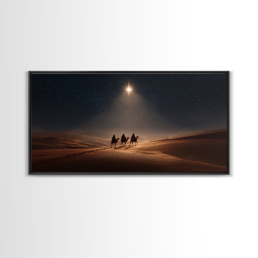 Desert Star Path, Framed Canvas Print, Christmas Art, Christian Art Canvas, Christian Christmas Art, Christian Wall Art, Jesus Painting
